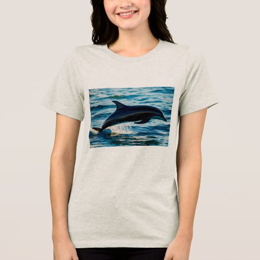 Schatten des Meeres: Der schwarze Delfin Tri-Blend Shirt (Vorderseite)