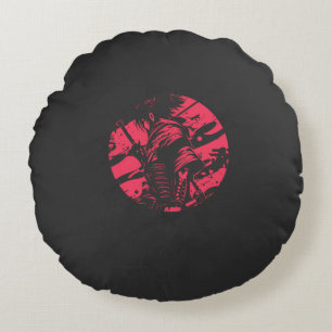 Schatten des Samurai Rundes Kissen