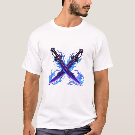 Schatten-Doppel-Dolch-Fantasy-Waffe, dunkle RPG-An T-Shirt (Vorderseite)