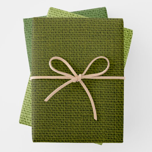 SCHATTEN FALL GREEN BURLAP SEHEN TEXTURE GESCHENKPAPIER SET (Beispiel)