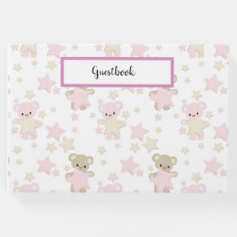 SCHATTEN FÜR PINK & TAN TEDDY BÄREN & STERNE GÄSTEBUCH