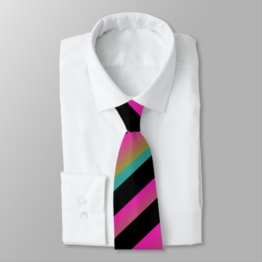 Schatten Hot Pink Rainbow Multi-Diagonal Stripes Krawatte (Gebunden)