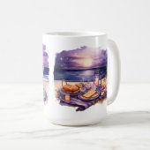 SCHATTEN LILA STRANDSCHEME KAFFEETASSE (VorderseiteRechts)