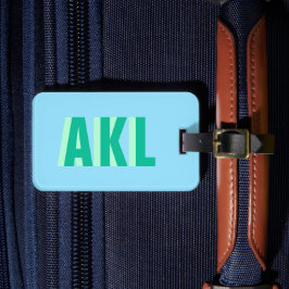 Schatten-Monogramm Pastellblau Grün Personalisiert Gepäckanhänger