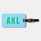 Schatten-Monogramm Pastellblau Grün Personalisiert Gepäckanhänger (Vorderseite horizontal)