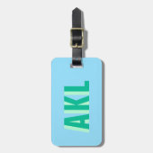 Schatten-Monogramm Pastellblau Grün Personalisiert Gepäckanhänger (Vorderseite vertikal)