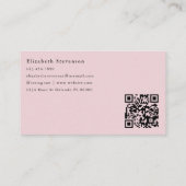 Schatten-Monogramm-QR-Code-Blush-Pink-weiblich-Tre Visitenkarte (Rückseite)