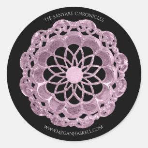 Schatten-Rosemandala-Aufkleber - Rosa auf Runder Aufkleber