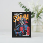 Schatten-Samurai-Skelett-Krieger in blauer Rüstung Postkarte (Stehend Vorderseite)