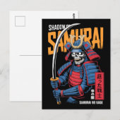 Schatten-Samurai-Skelett-Krieger in blauer Rüstung Postkarte (Vorne/Hinten)