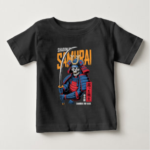 Schatten-Samurai-Skelettkrieger in blauer Rüstung Baby T-shirt