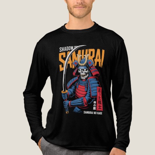 Schatten-Samurai-Skelettkrieger in blauer Rüstung Tri-Blend Shirt (Vorderseite)
