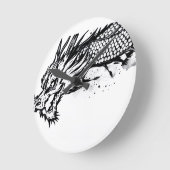 Schatten-Schuppen-Drache Runde Wanduhr (Winkel)