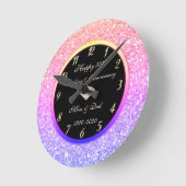 Schatten Sequins Diamond 50th Wedding Anniversary Runde Wanduhr (Winkel)