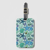 Schatten von Blauen Muscheln und Sternen Gepäckanhänger (Vorderseite Vertikal)