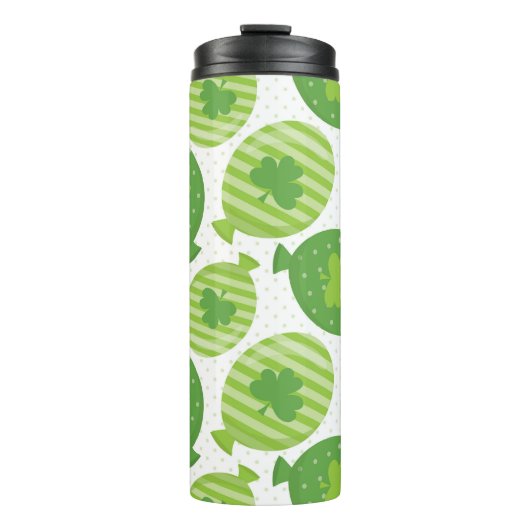 SCHATTEN VON GRÜNEN BALLOONS UND IRISCHEN KLEEBLÄT THERMOSBECHER (Vorderseite)