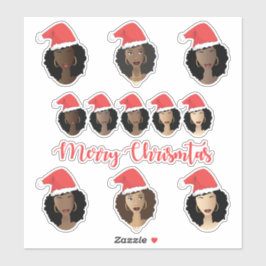 Schatten von Melanin, schwarze Frauen, frohe Weihn Aufkleber