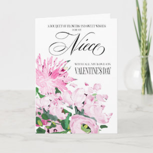 Schatten von Pink Bouquet Valentine für Nichte Karte