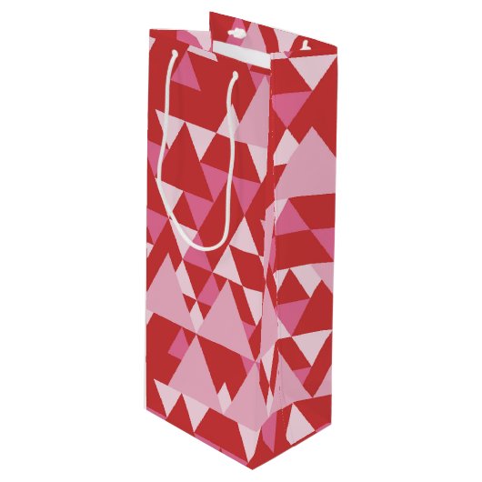 SCHATTEN VON PINKDREIKPATTERN GESCHENKTÜTE FÜR WEINFLASCHEN (Vorderseite Schrägansicht)