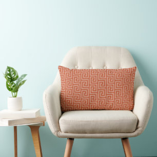 SCHATTEN VON REDDISH ORANGE GREEK KEY PATTERNS LENDENKISSEN