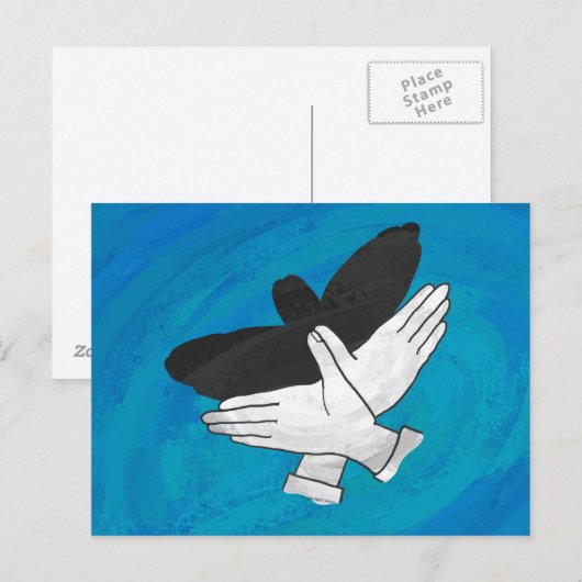 Schattenadler auf blau postkarte (Vorne/Hinten)
