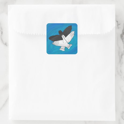 Schattenadler auf blau quadratischer aufkleber (Tasche)