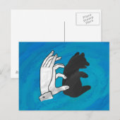 Schattenbärchen auf Blau Postkarte (Vorne/Hinten)