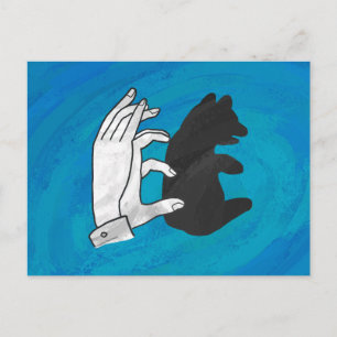Schattenbärchen auf Blau Postkarte