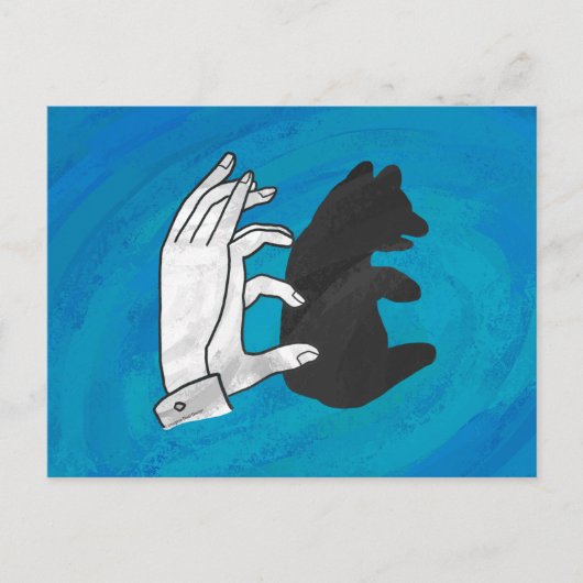 Schattenbärchen auf Blau Postkarte (Vorderseite)
