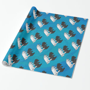 Schattenbärenjunges auf Blau Geschenkpapier