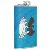 Schattenbärwürfel auf Blau Flachmann (Rechts)