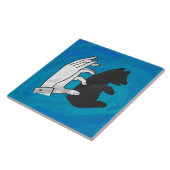 Schattenbärwürfel auf Blau Fliese (Seite)