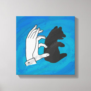 Schattenbärwürfel auf Blau Leinwanddruck