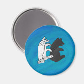 Schattenbärwürfel auf Blau Magnet (Vorderseite/Rückseite)