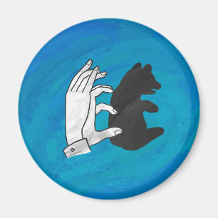 Schattenbärwürfel auf Blau Magnet