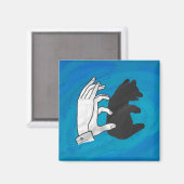Schattenbärwürfel auf Blau Magnet (Vorderseite/Rückseite)