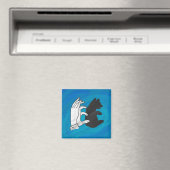 Schattenbärwürfel auf Blau Magnet (In Situ (Geschirrspüler))