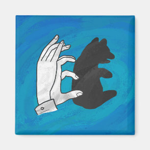 Schattenbärwürfel auf Blau Magnet