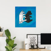Schattenbärwürfel auf Blau Poster (Heimbüro)