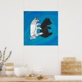 Schattenbärwürfel auf Blau Poster (Küche)