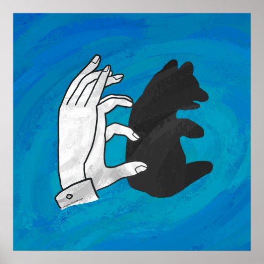 Schattenbärwürfel auf Blau Poster (Vorne)