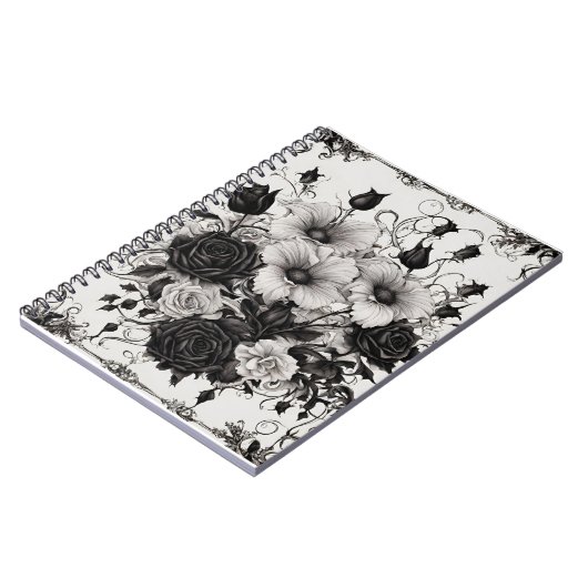 Schattenbuch mit gotisch-schwarzen Blume Notizblock (Linke Seite)