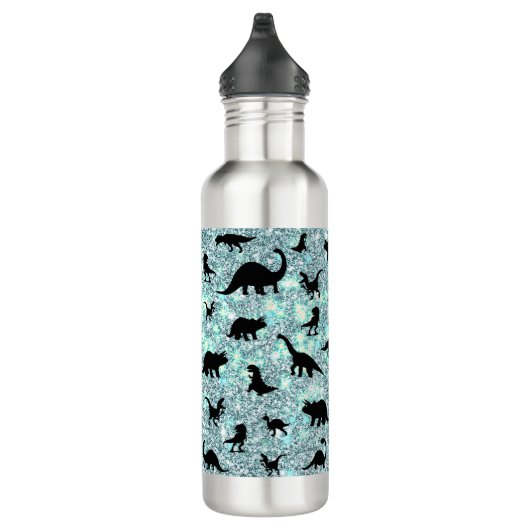 Schattendino Dinosaurier auf Gradientengalaxie Edelstahlflasche (Rechts)
