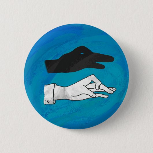 Schattenente auf Blau Button (Vorderseite)