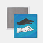Schattenente auf Blau Magnet (Vorderseite/Rückseite)