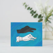 Schattenente auf Blau Postkarte (Stehend Vorderseite)