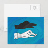 Schattenente auf Blau Postkarte (Vorne/Hinten)