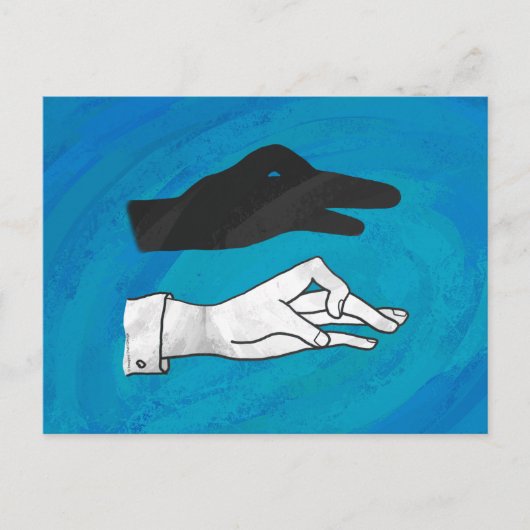 Schattenente auf Blau Postkarte (Vorderseite)