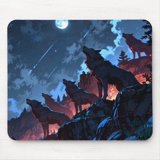 🌑 🔥 Schattenfang - Dunkle Wolf Pack Mousepad (Vorne)