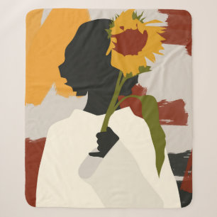 Schattenhaftes Soul mit Sonnenblumendruck Sherpadecke